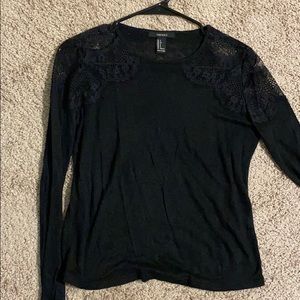 Black top with lace shoulder